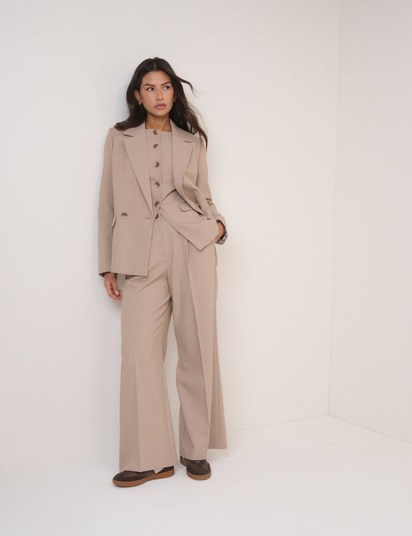 Beige Double Breasted Blazer