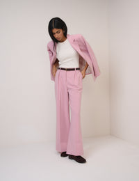 Pink High Waisted Wide Leg Trousers