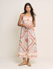 Peach Tile Print Athena Strappy Maxi Dress