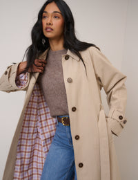 Beige Tie Waist Trench Coat