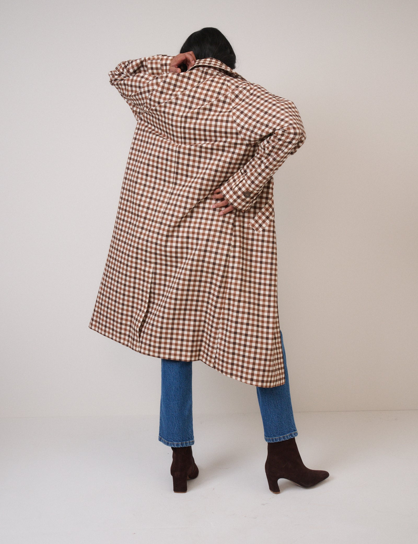 Brown Check Car Coat