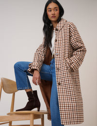 Brown Check Car Coat