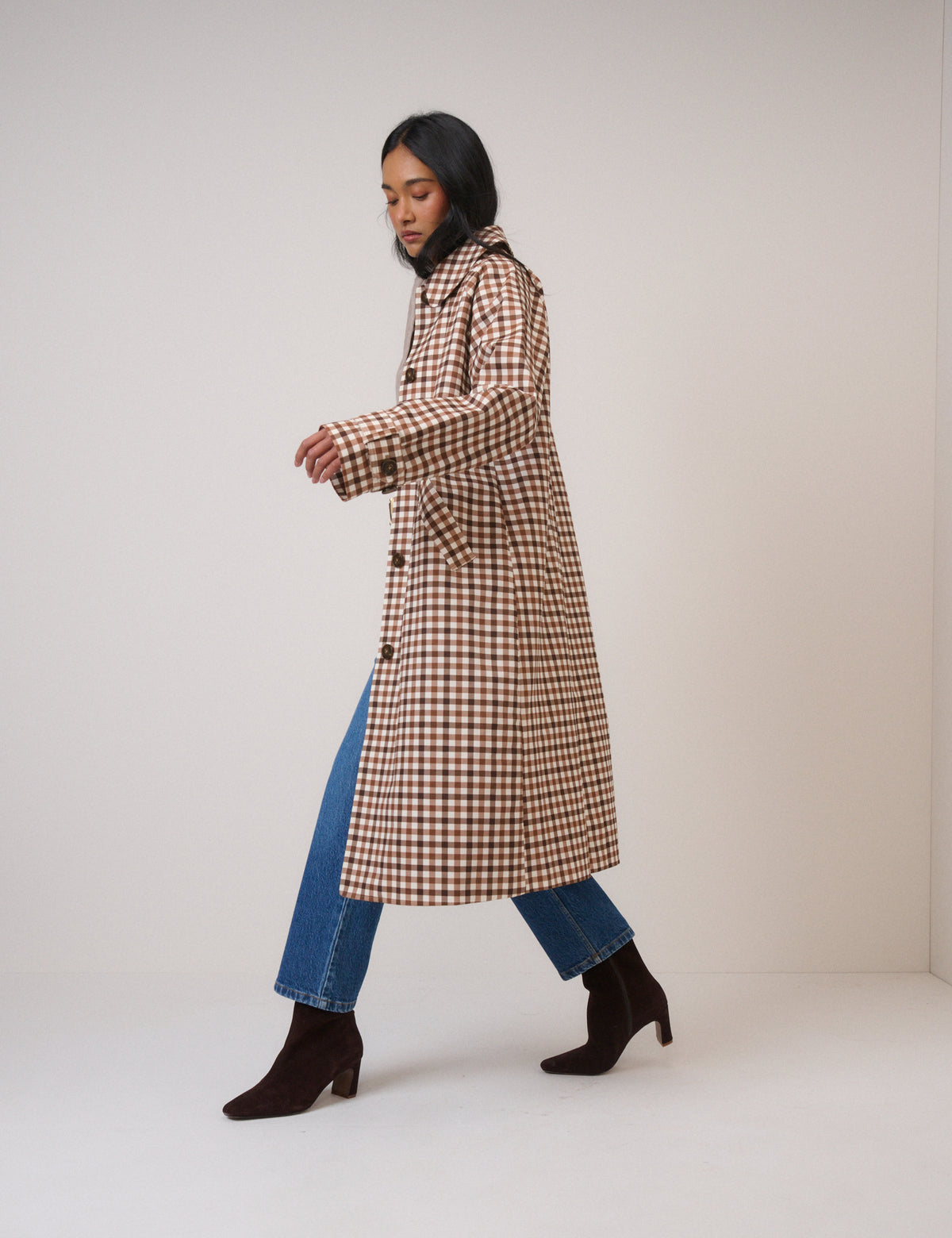 Brown Check Car Coat