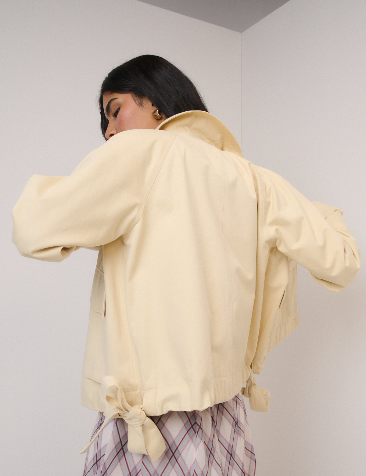 Butter Yellow Bow Detail Jacket