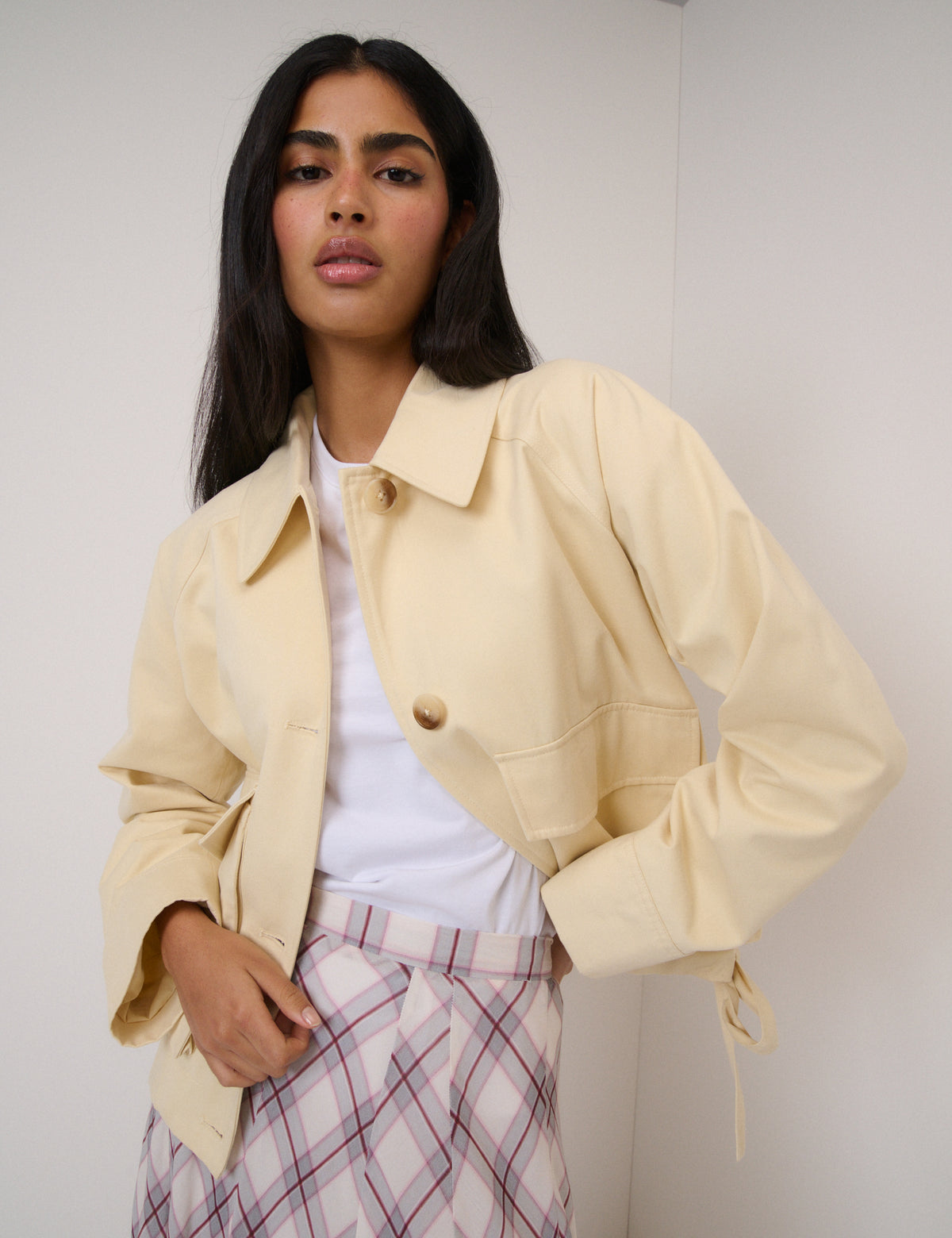 Butter Yellow Bow Detail Jacket