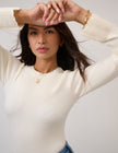 White Crochet Trim Knitted Top