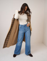 White Crochet Trim Knitted Top