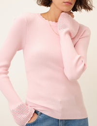 Pink Knitted Crochet Cuff Top
