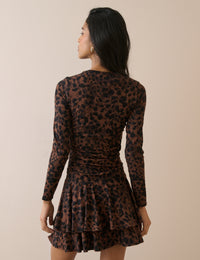Leopard Print Long Sleeve Yuki Mini Dress