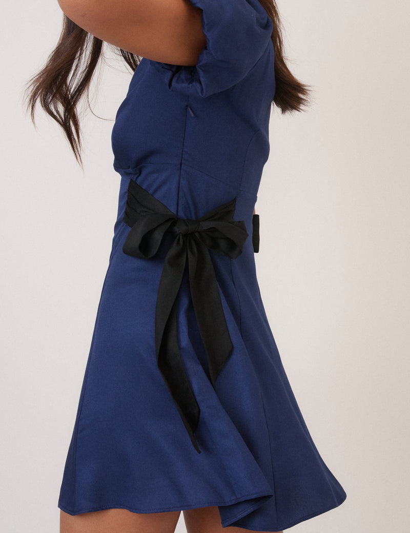 Navy Remi Bow Mini Dress