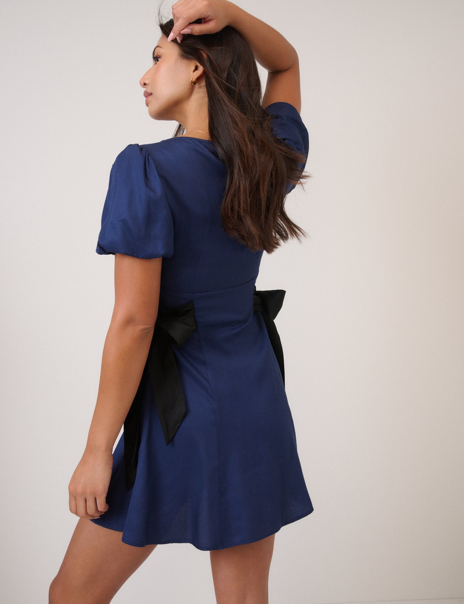 Navy Remi Bow Mini Dress Navy Remi Bow Mini Dress
