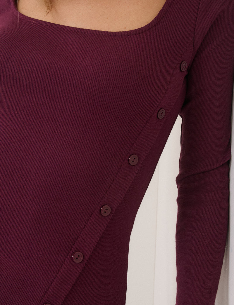 Purple Square Neck Asymmetric Top