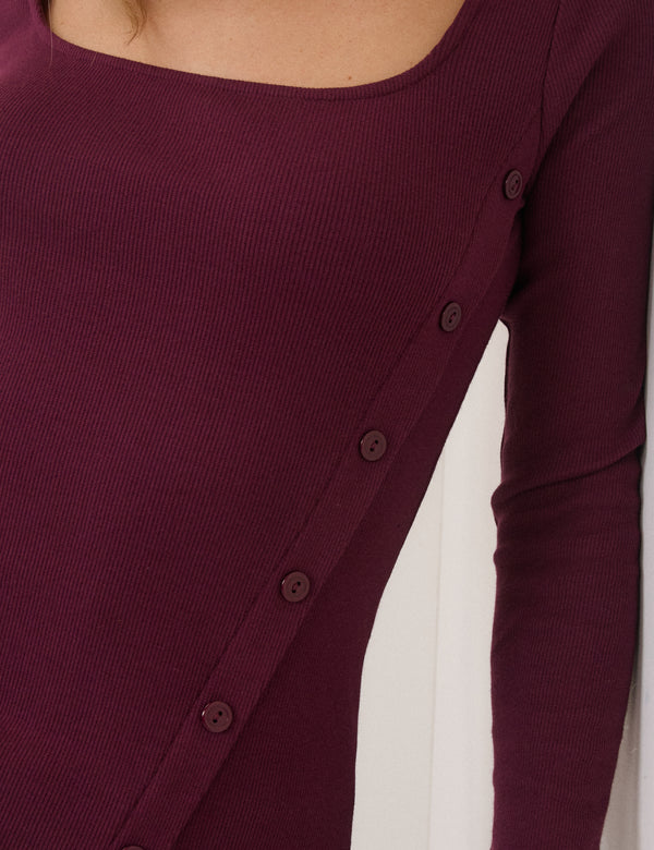 Purple Square Neck Asymmetric Top