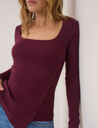 Purple Square Neck Asymmetric Top