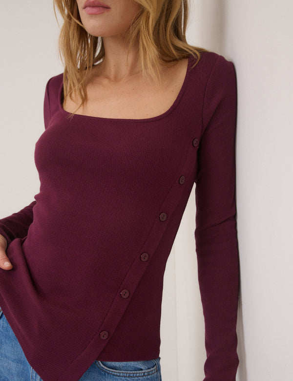 Purple Square Neck Asymmetric Top