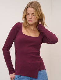 Purple Square Neck Asymmetric Top