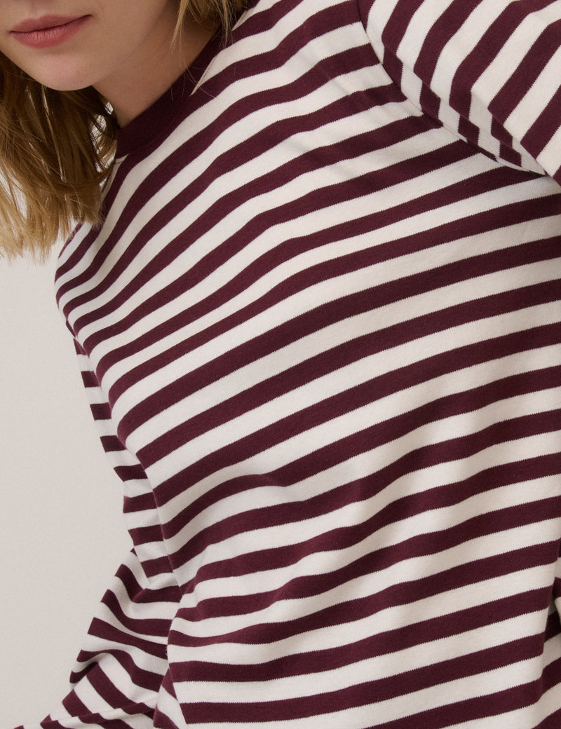 Burgundy Striped Long Sleeve T-Shirt