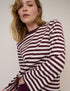 Burgundy Striped Long Sleeve T-Shirt
