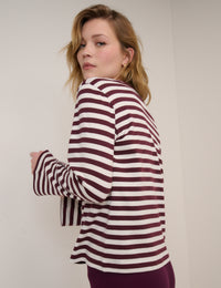 Burgundy Striped Long Sleeve T-Shirt