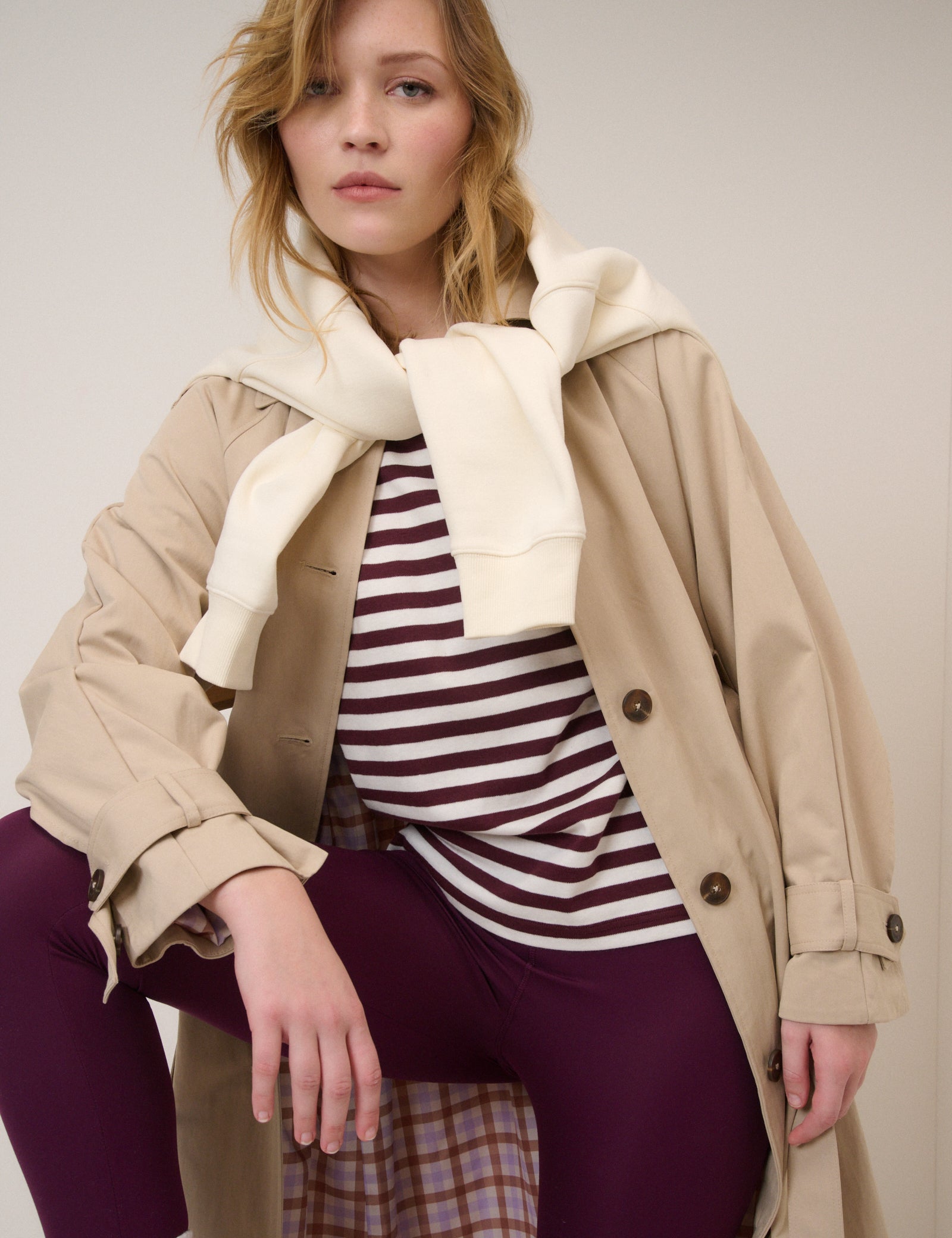 Burgundy Striped Long Sleeve T-Shirt