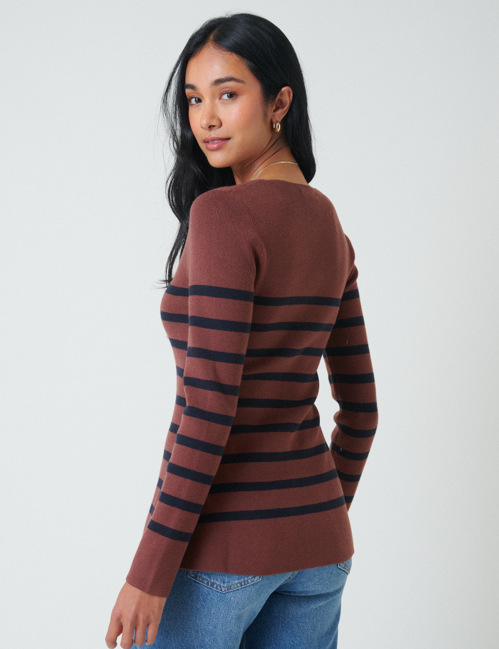 Brown And Black Striped Cardigan
