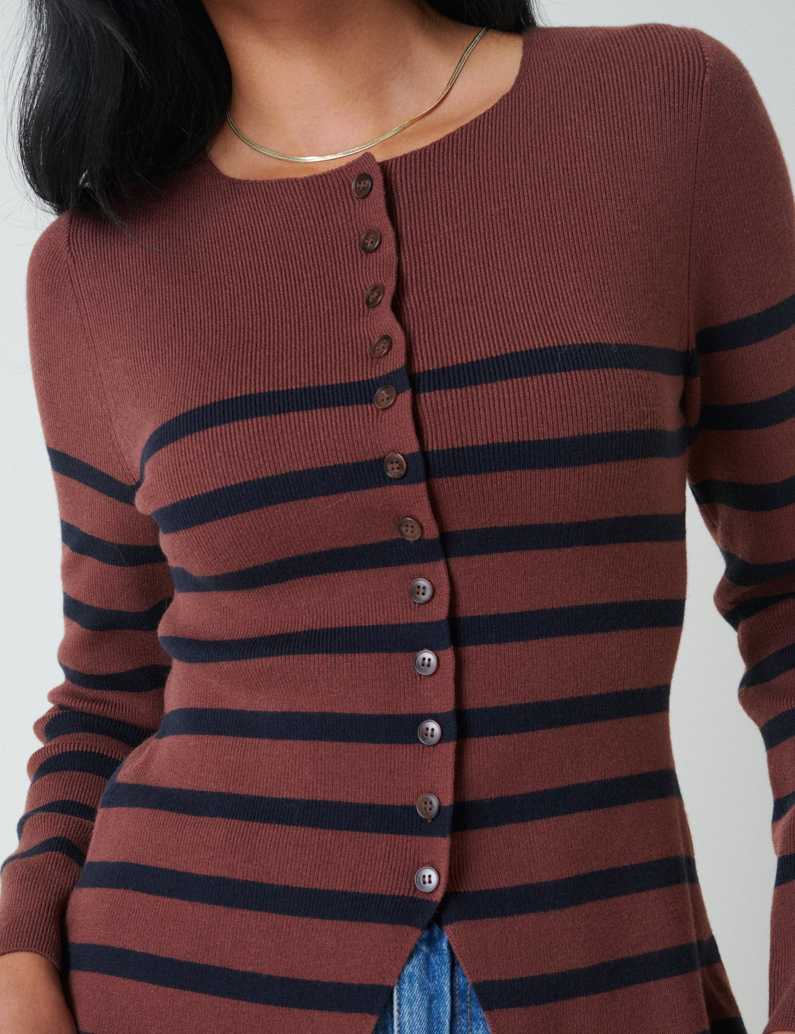 Brown And Black Striped Cardigan