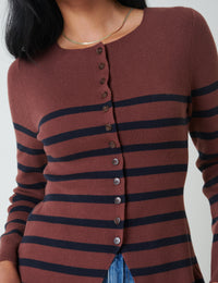 Brown And Black Striped Cardigan