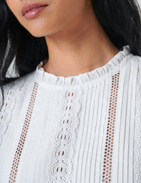 White Lace Trim Blouse