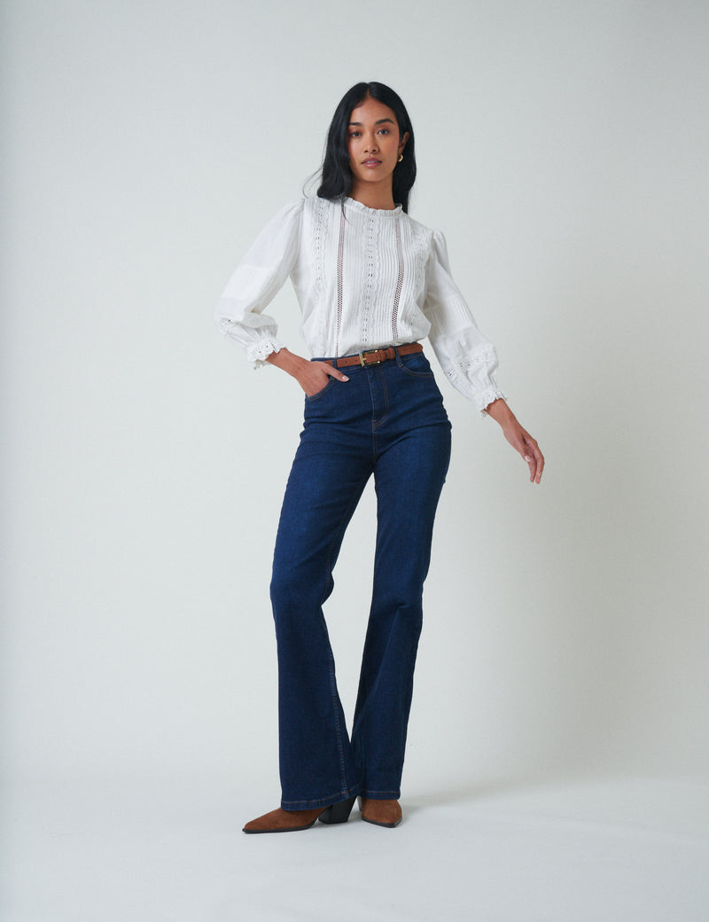 White Lace Trim Blouse