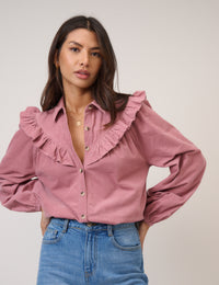 Pink Cord Frill Shirt