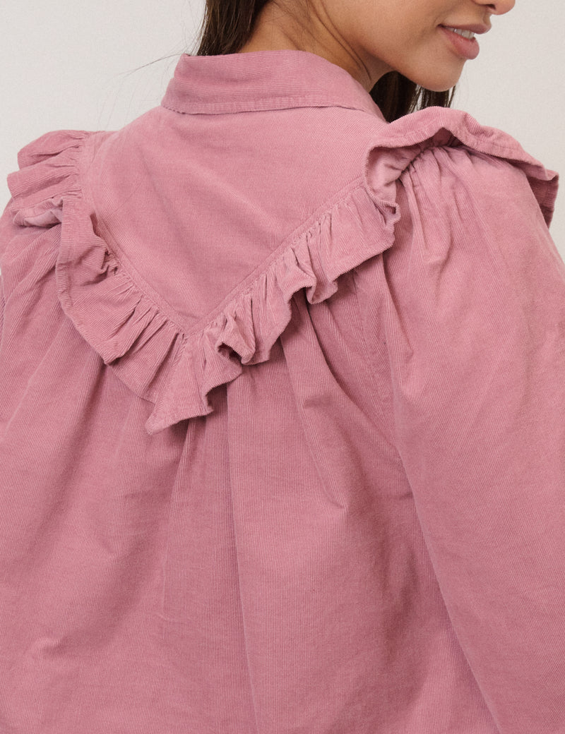 Pink Cord Frill Shirt