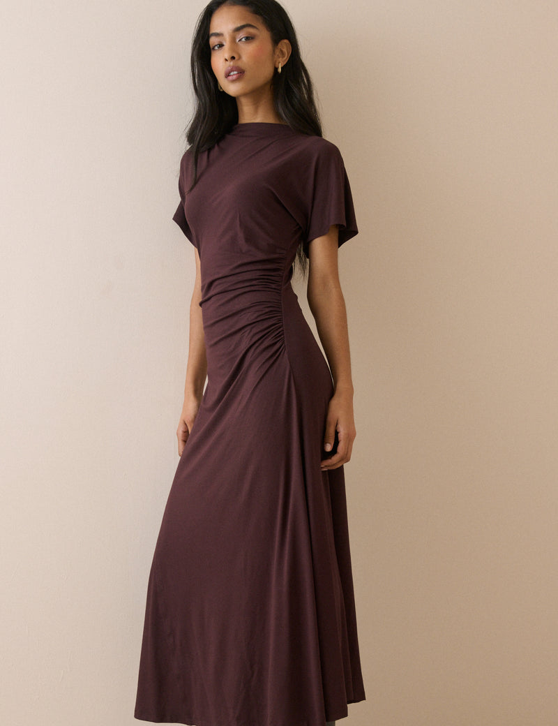 Chocolate Brown Jersey Niamh Midi Dress