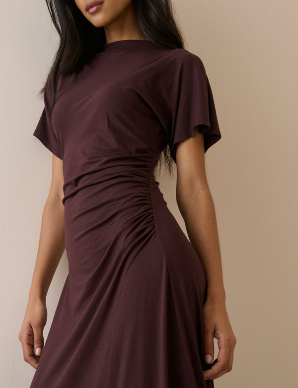 Chocolate Brown Jersey Niamh Midi Dress