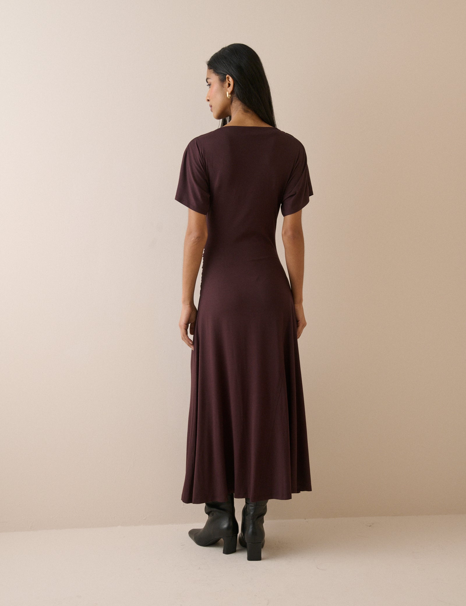 Chocolate Brown Jersey Niamh Midi Dress