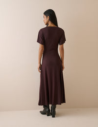 Chocolate Brown Jersey Niamh Midi Dress