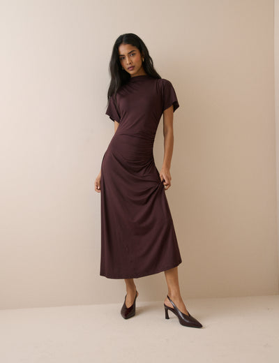 Chocolate Brown Jersey Niamh Midi Dress