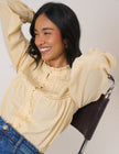Butter Yellow Floral Embroidered High Neck Blouse
