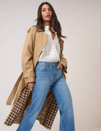 White Floral Embroidered High Neck Blouse