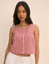 Red Gingham Button Front Top