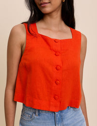 Orange Button Front Sammie Top