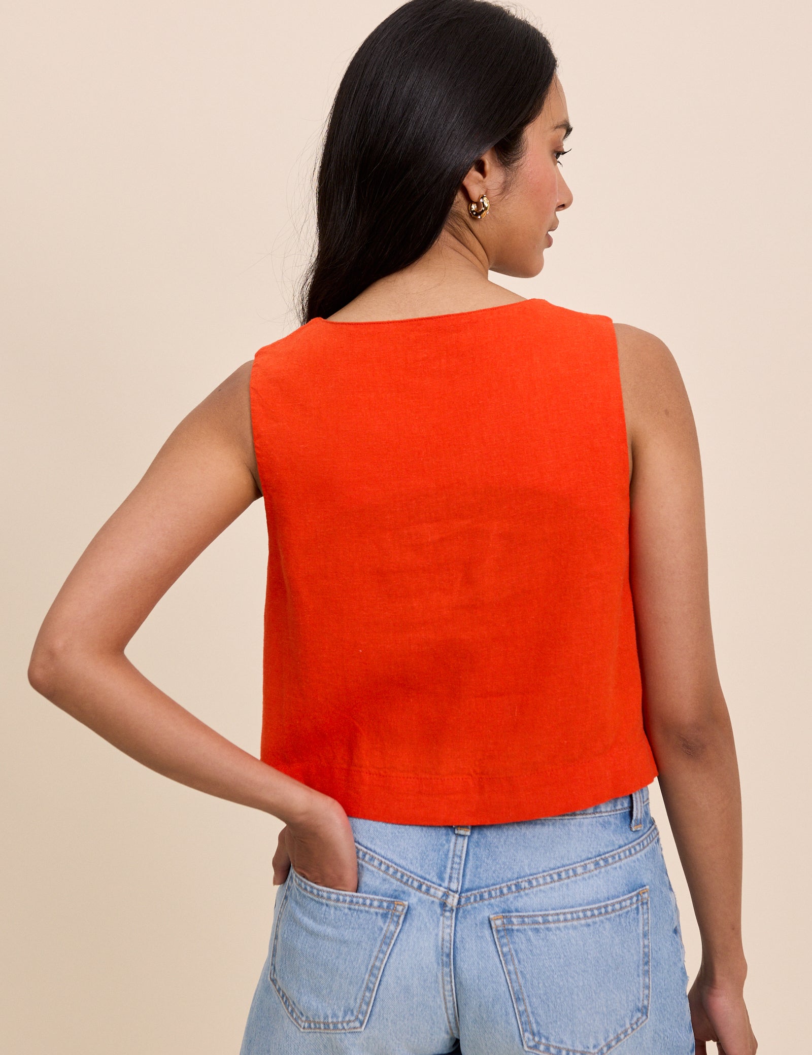 Orange Button Front Sammie Top