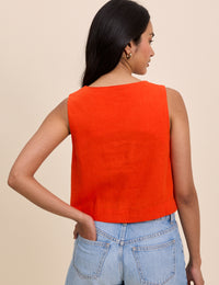 Orange Button Front Sammie Top