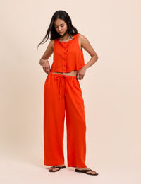 Orange Button Front Sammie Top