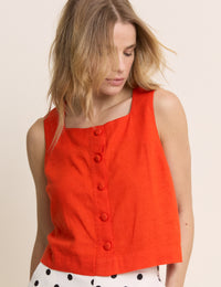 Orange Button Front Sammie Top