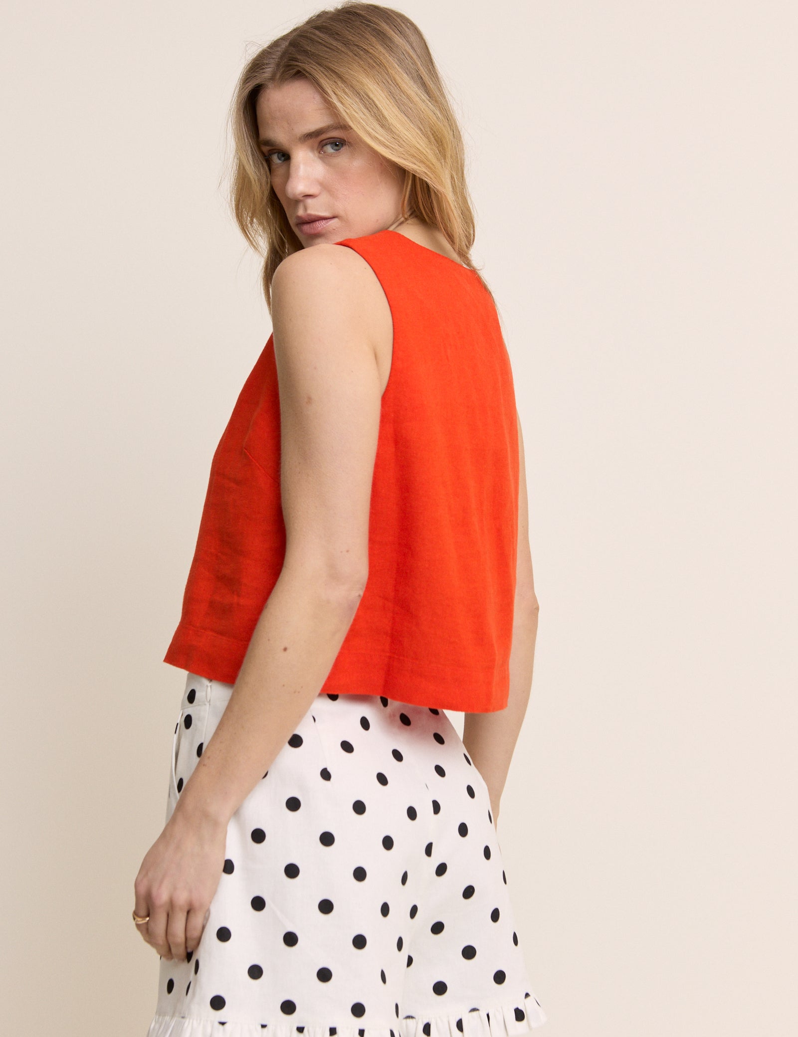 Orange Button Front Sammie Top