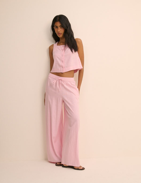 Baby Pink Square Neck Sammie Button Front Tank