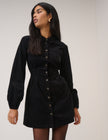 Black Cord Long Sleeve Montego Mini Dress