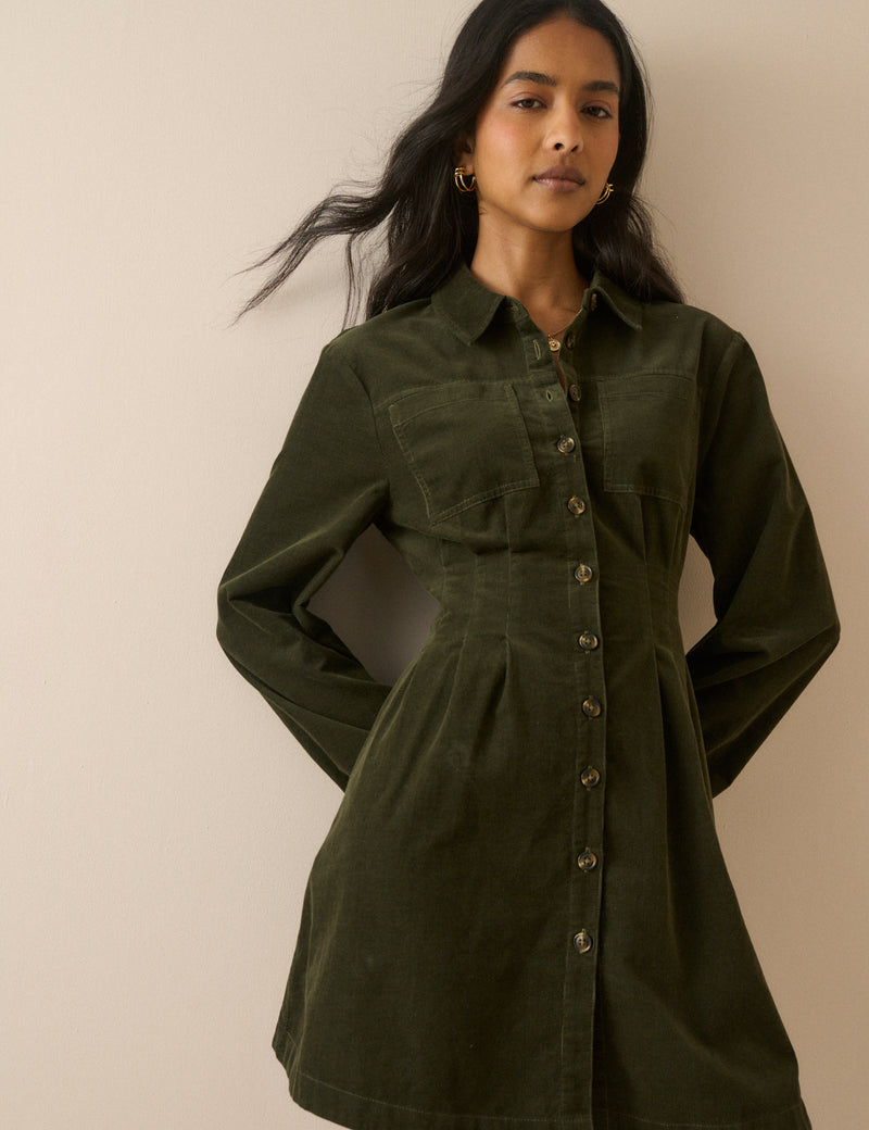 Green Cord Montego Mini Dress