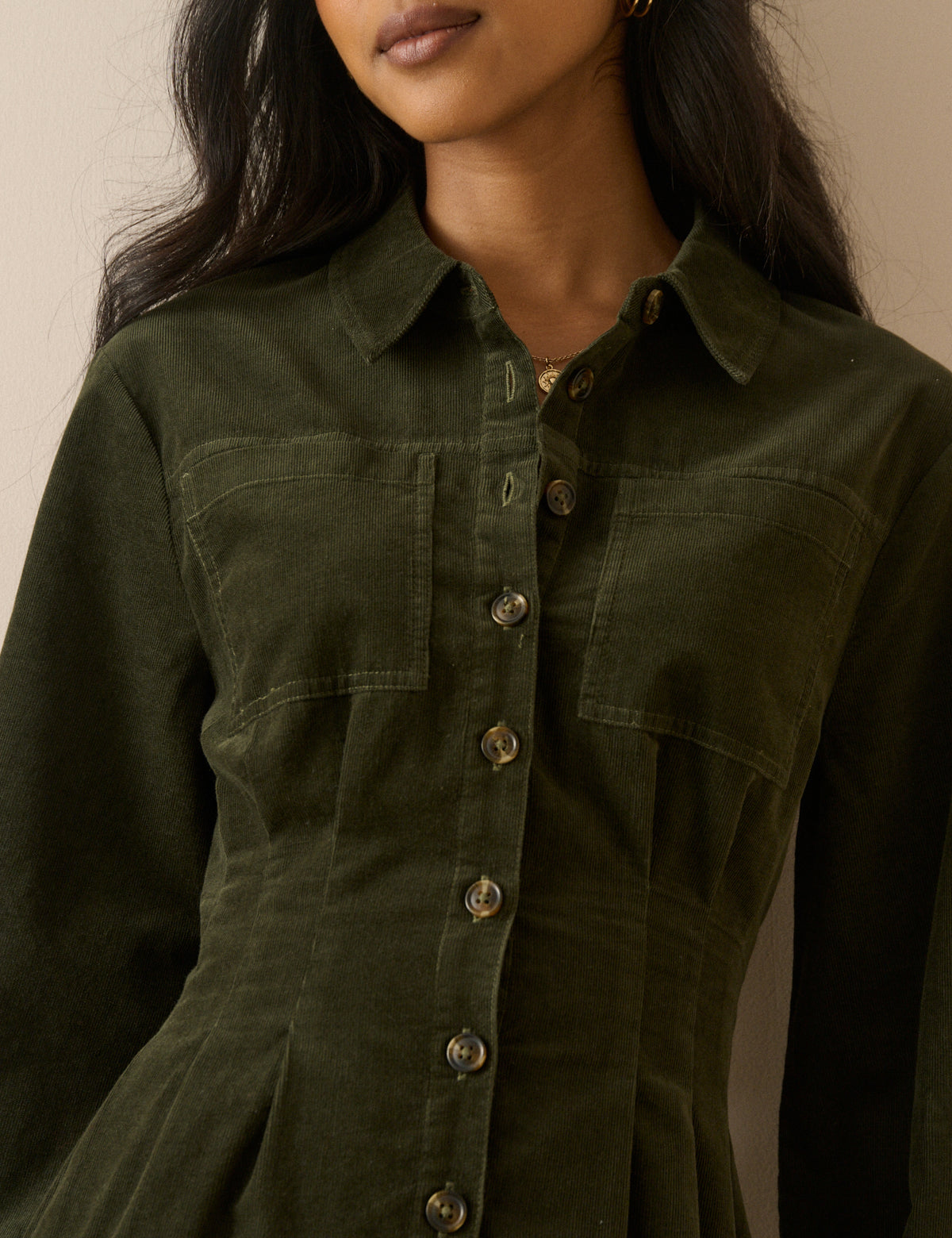Green Cord Montego Mini Dress