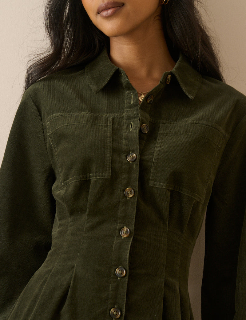 Green Cord Montego Mini Dress